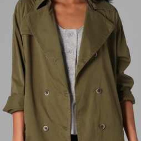 PJK Patterson J. Kincaid Twill Mid Length Trench Coat - Picture 1 of 4